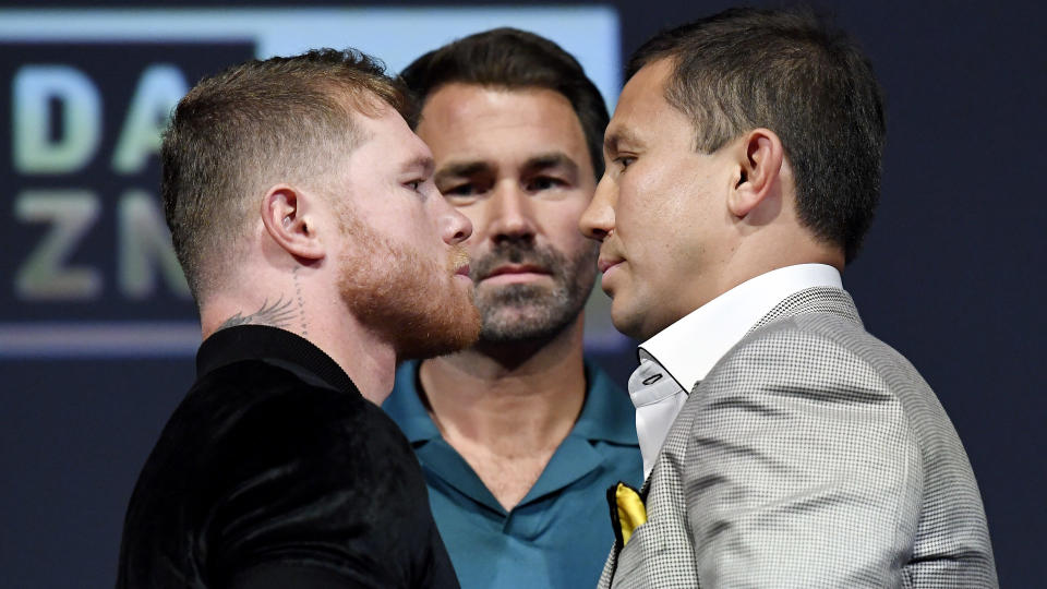 Canelo and GGG square up to one another at the press conference