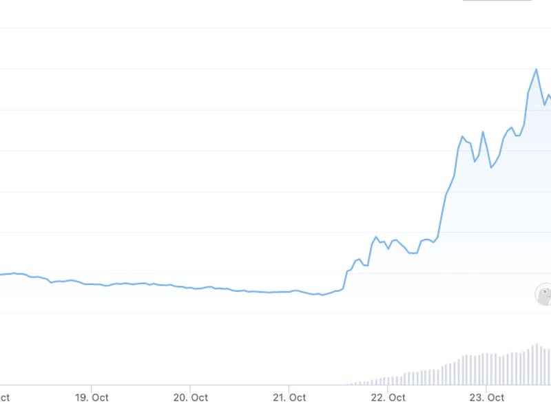 Dogechain aumentó 200% en los últimos siete días. (CoinGecko)