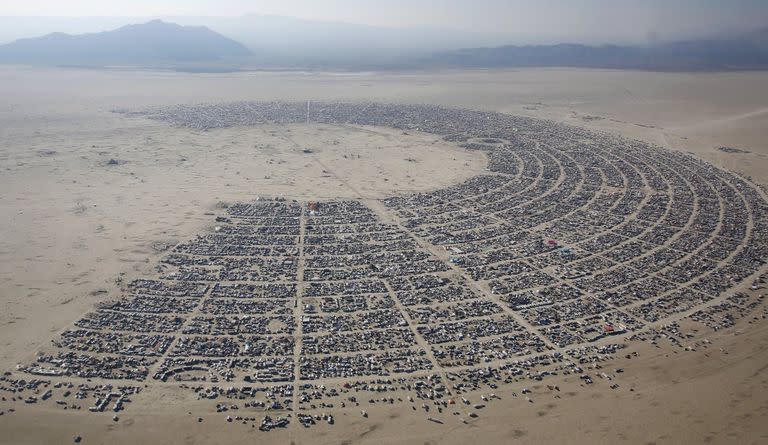 Una vista aérea del Festival Burning Man
