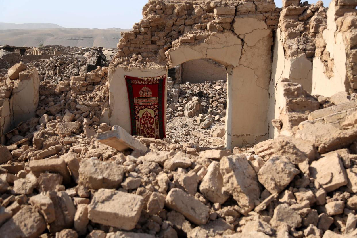 Houses were damaged in a series of earthquakes in Injil district of Herat province on Oct. 15, 2023.