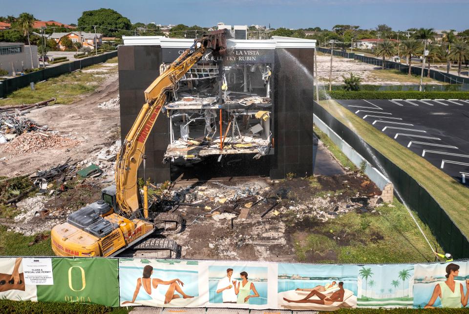 A former law office building is being demolished to make room for the Olara, a 26-story tower featuring 275 condominiums as part of a mixed-use project at 1919 N. Flagler Drive in West Palm Beach, Florida on September 7, 2023.