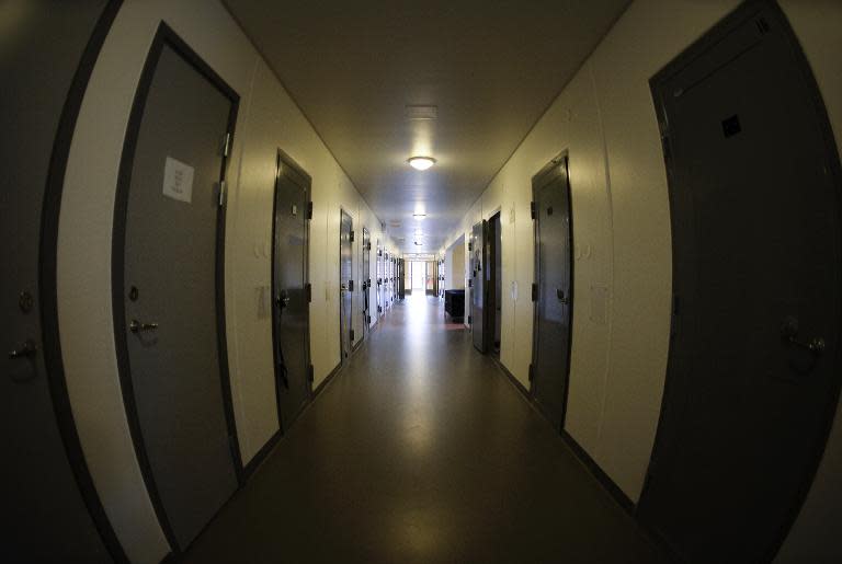 A corridor inside the high-security prison in the town of Norrtaelje, Sweden on November 15, 2013