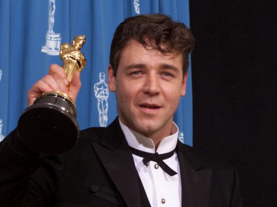 Russell Crowe with his Oscar for ‘Gladiator’ in 2001 (Getty)