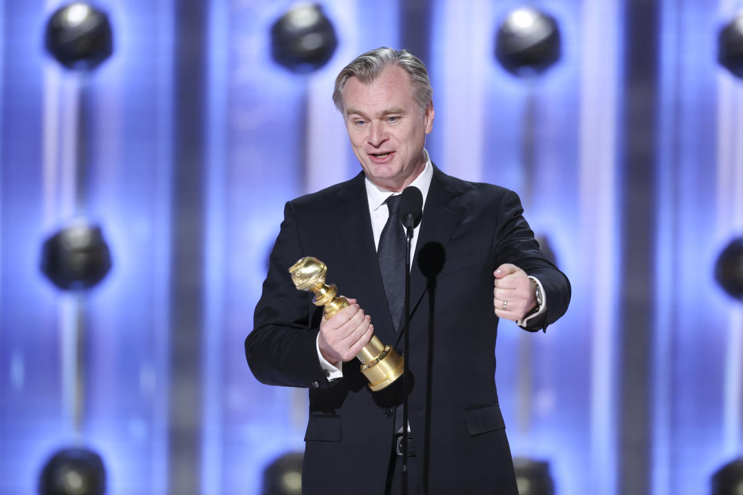 Christopher Nolan accepts the award for Best Director, Motion Picture for 