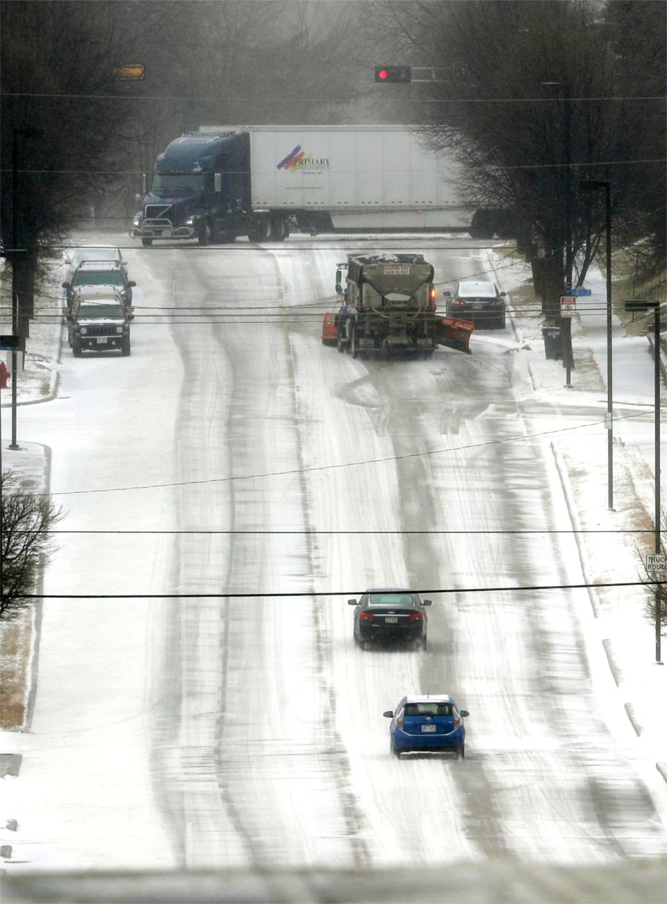 Ice and snow covers Pennsylvania Avenue this month in Sheboygan, Wis., where city plows and salting operations were keeping roads safe.