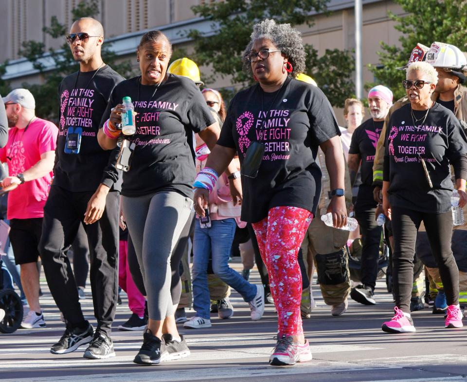 Participants walk in the 2022 Oklahoma City Susan G. Komen MORE THAN PINK Walk in downtown Oklahoma City, Saturday, October 22, 2022. The walk raised funds to support breast cancer patients and health equity programs. 