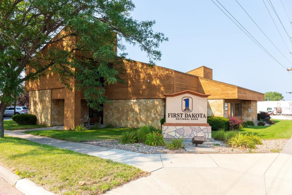 First Dakota National Bank, which is based in Yankton, has assets of more than $2.5 billion, according to the FDIC. Note: The branch in Chamberlain is pictured.