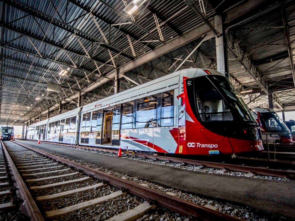 Trains pictured in 2019 while still in storage, before they were operational.  (Mathieu Fleury/Twitter - image credit)