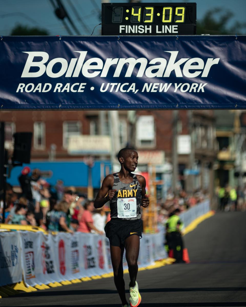 Sam Chelanga, 37, placed third overall in the Boilermaker 15k Road Race with a time of 43 minutes and 9 seconds in Utica on Sunday, July 10, 2022.