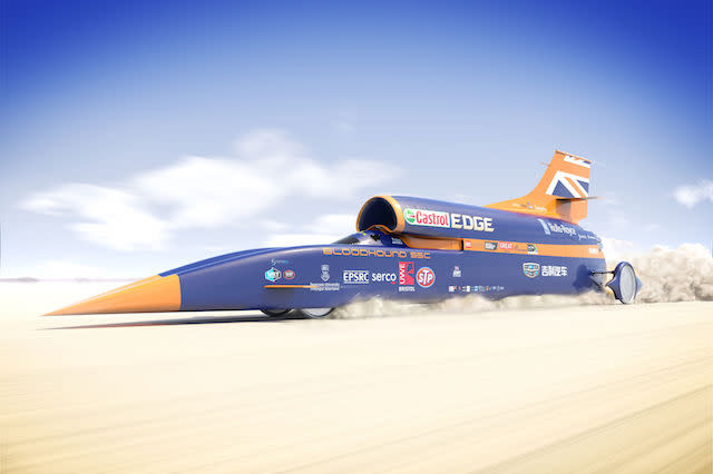 Embargoed to 2000 Monday June 12 Handout picture from Flock London of the Bloodhound supersonic car. The Bloodhound 1,000mph supersonic racing car will be driven for the first time in Cornwall this October - 20 years after the current record of 763mph was set.