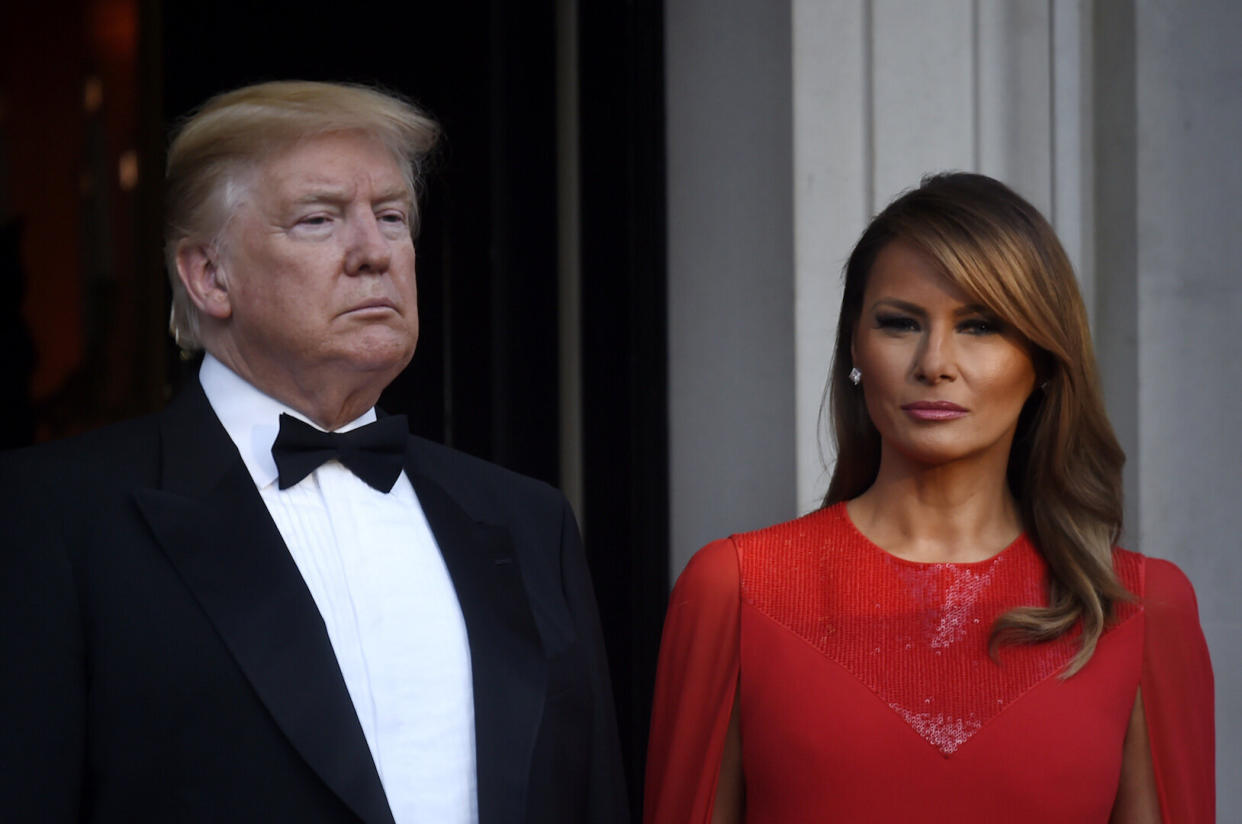 In a bid to strengthen sartorial ties with the royal family, Melania Trump chose a Givenchy gown [Photo: Getty]