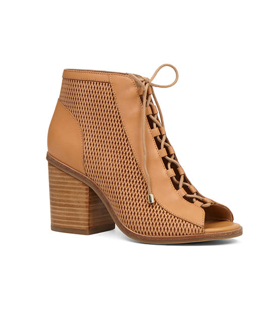 Aldo’s tan lace-up bootie is a nice, cool option for when your Adidas slides just won’t do.