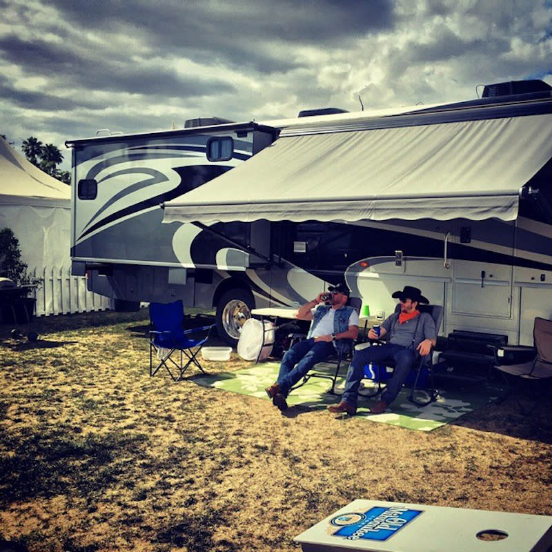 <p>Ashton Kutcher dusted off his cowboy boots and broke out his RV for the Stagecoach country music festival. The actor is certainly an RV — and road trip — enthusiast. He and his wife, Mila Kunis, spent their honeymoon road-tripping in an RV up to Yosemite National Park. (Photo: <a rel="nofollow noopener" href="https://www.instagram.com/p/16mgOrnJ4u/?taken-by=aplusk" target="_blank" data-ylk="slk:Ashton Kutcher via Instagram;elm:context_link;itc:0;sec:content-canvas" class="link ">Ashton Kutcher via Instagram</a>)<br><br></p>