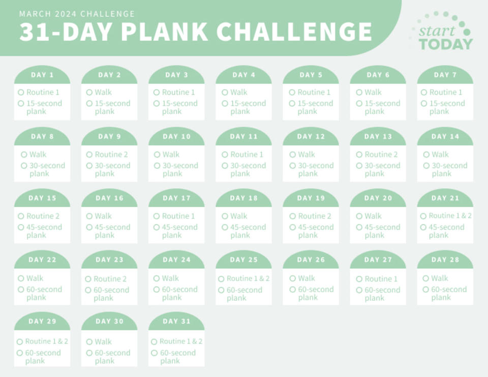 Start TODAY 31-day plank challenge