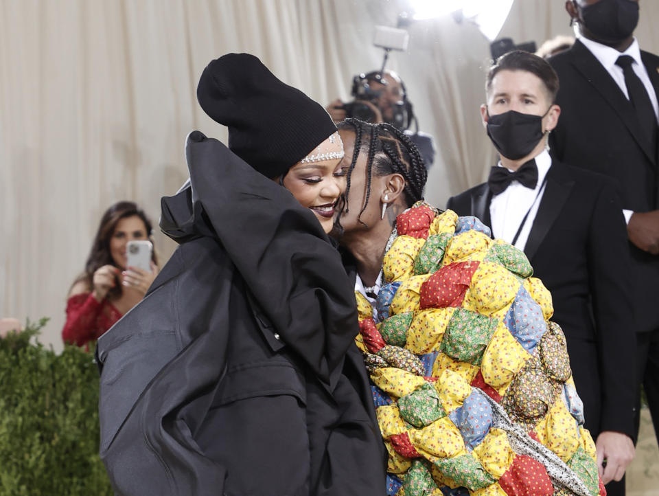 NEW YORK, NEW YORK – SEPTEMBER 13: Rihanna and ASAP Rocky attend The 2021 Met Gala Celebrating In America: A Lexicon Of Fashion at Metropolitan Museum of Art on September 13, 2021 in New York City. (Photo by Arturo Holmes/MG21/Getty Images)