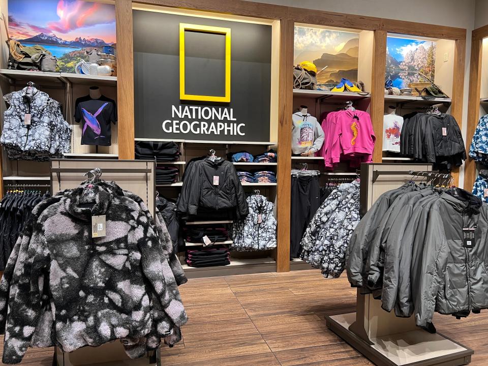 display of national geographic merchandise line at disneyland gift ship