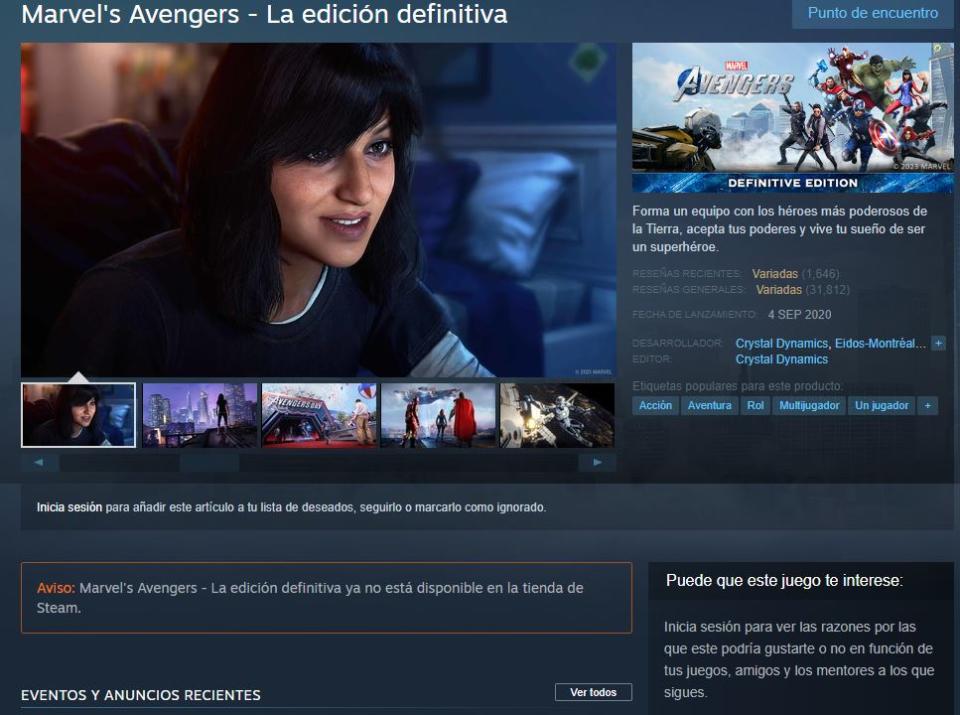 Ya no puedes comprar Marvel's Avengers, pero aún puedes jugarlo y descargarlo si lo adquiriste