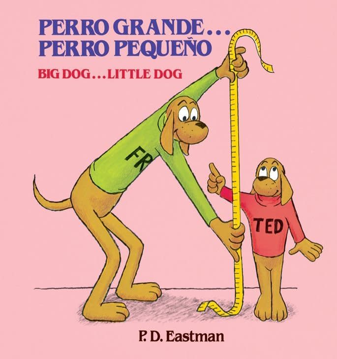 This is a simple yet thought-provoking story about multiculturalism. Get it <a href="https://www.amazon.com/Perro-Grande-Pequeno-P-D-Eastman-ebook/dp/B004YWH5CQ/ref=sr_1_3?s=books&amp;ie=UTF8&amp;qid=1504713546&amp;sr=1-3&amp;keywords=spanish+english+kids+books" target="_blank">here</a>.