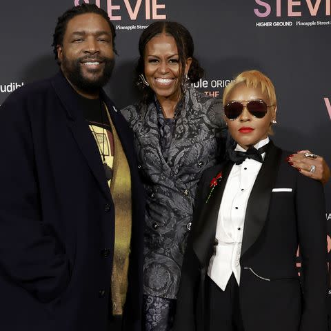 <p>Jason Mendez/Getty</p> Questlove, Michelle Obama and Janelle Monáe.