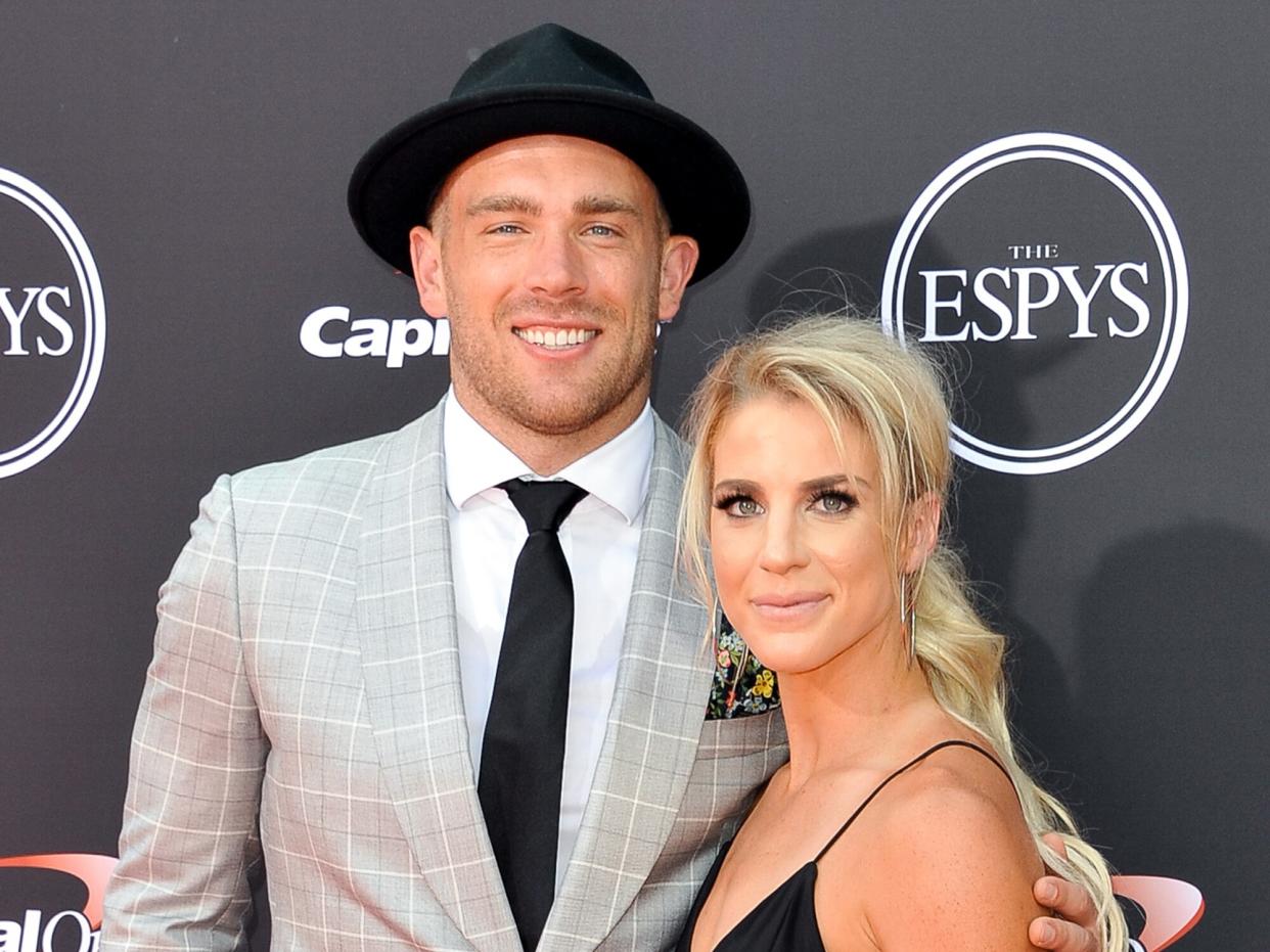 Zach Ertz and Julie Ertz attend The 2018 ESPYS at Microsoft Theater on July 18, 2018 in Los Angeles, California