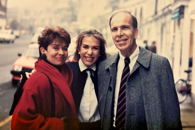 <p>Courtesy of Liz Sherwood-Randall</p> Oxford University Rhodes Scholar Liz Sherwood-Randall with her parents, Dorothy and Richard Sherwood, in 1986 after receiving her doctoral degree