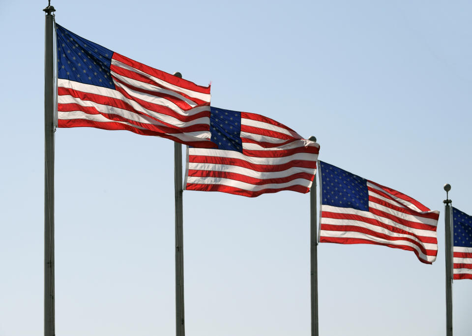 Jul 3, 2019; Los Angeles, CA, USA; United States flags fly at Dodger Stadium before the game between the Arizona Diamondbacks and the Los Angeles Dodgers. Mandatory Credit: Kirby Lee-USA TODAY Sports