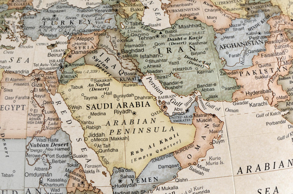 A map shows the countries of the wider Middle East and southwest Asia. / Credit: Getty
