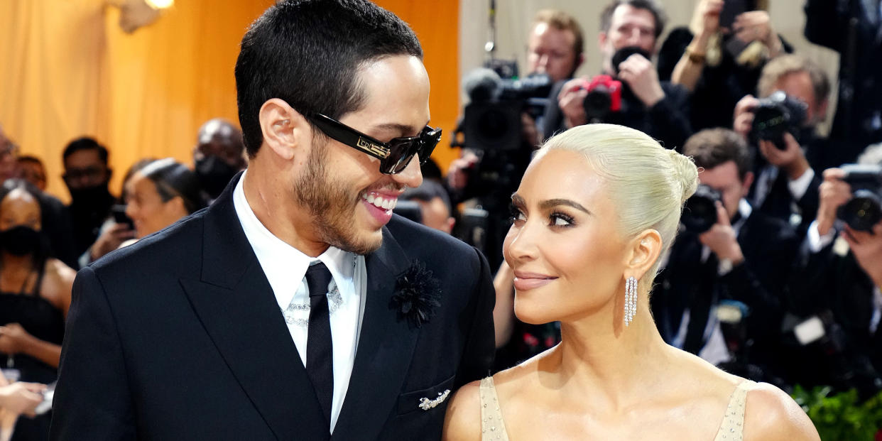 Pete Davidson and Kim Kardashian at The 2022 Met Gala at The Metropolitan Museum of Art on May 2, 2022 in New York City. (Jeff Kravitz / FilmMagic / Getty Images)