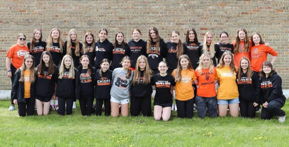 The Cheboygan Middle School girls track and field team captured first place at the Straits Area Conference meet in St. Ignace on Thursday, May 17.