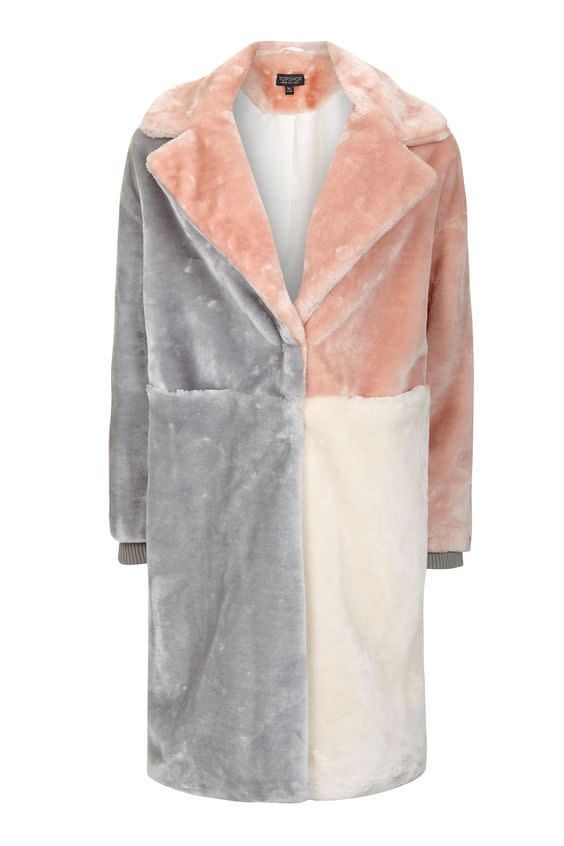 Patchwork Faux Fur Coat