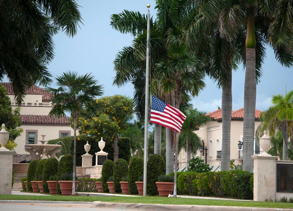 The the flag at Memorial Park in Palm Beach is at half mast in observance of the death of Queen Elizabeth II September 8, 2022. 