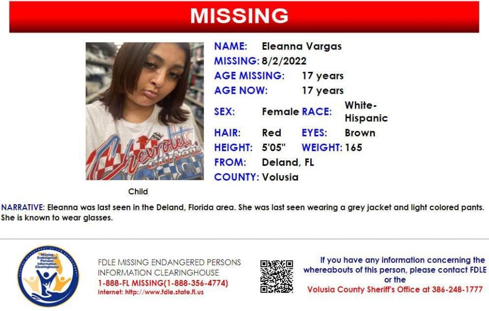 Eleanna Vargas was last seen in DeLand on Aug. 2, 2022.