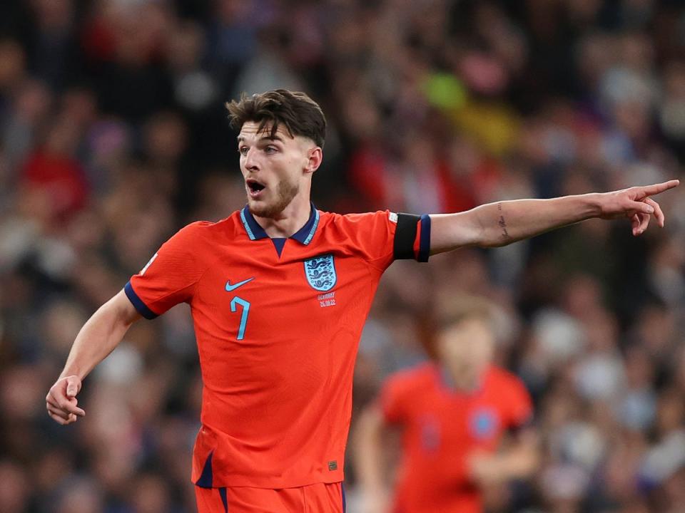 West Ham midfielder Declan Rice in action for England against Germany (Getty Images)