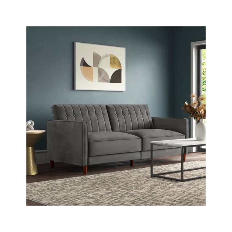 Perdue 81.5" Velvet Square Arm Convertible Sofa