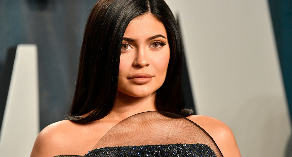 Kylie Jenner models a triangle bra for Kim Kardashian's SKIMS