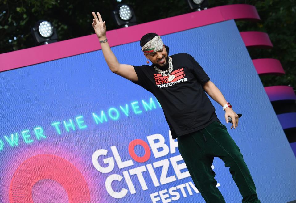 US rapper French Montana performs onstage at the 2019 Global Citizen Festival: Power The Movement in Central Park in New York on September 28, 2019. (Photo by Angela Weiss / AFP)        (Photo credit should read ANGELA WEISS/AFP/Getty Images)