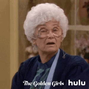 Sophia Petrillo from The Golden Girls, played by Estelle Getty, looks surprised.