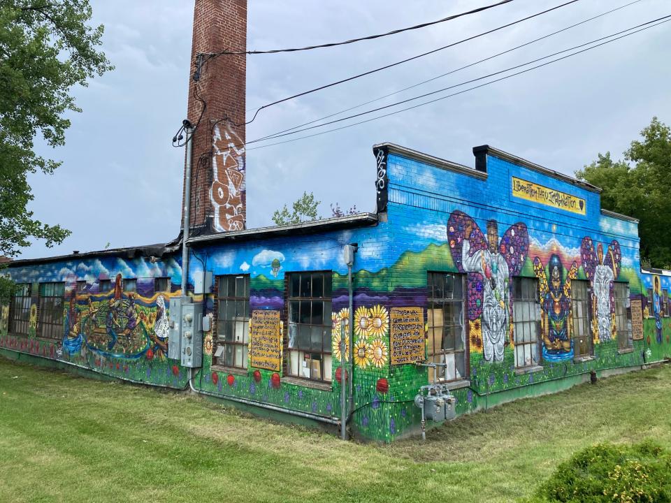 The mural "Liberation Through Imagination" by Juniper Creative livens up Pine Street in Burlington on Aug. 3, 2023.