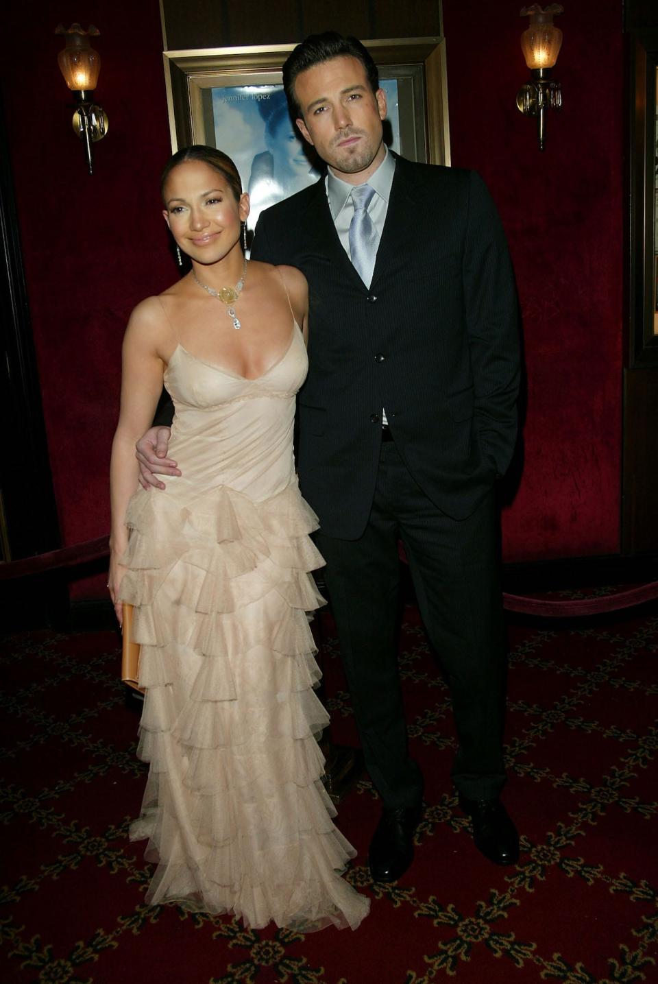 Jennifer Lopez and Ben Affleck at the "Maid in Manhattan" premiere on December 8, 2002.