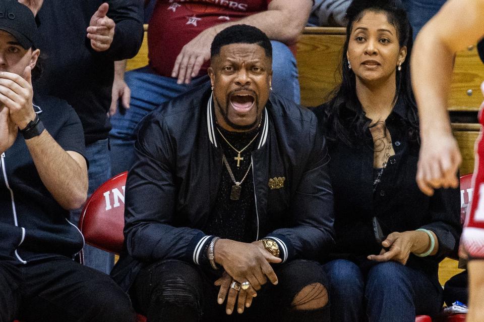 Feb 21, 2024; Bloomington, Indiana, USA; Comedian Chris Tucker in the second half between the Indiana Hoosiers and the Nebraska Cornhuskers at Simon Skjodt Assembly Hall.