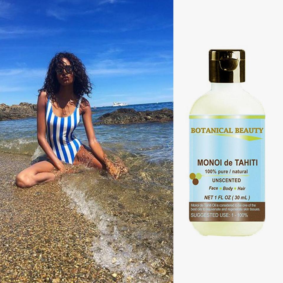 <p>Cindy Bruna “I love Monoi oil, which I use to moisturize my skin. The combination of Tahitian gardenia and coconut oil remind me of the beach! I put it on, sleep with it overnight, and wash it off the next morning.”</p>