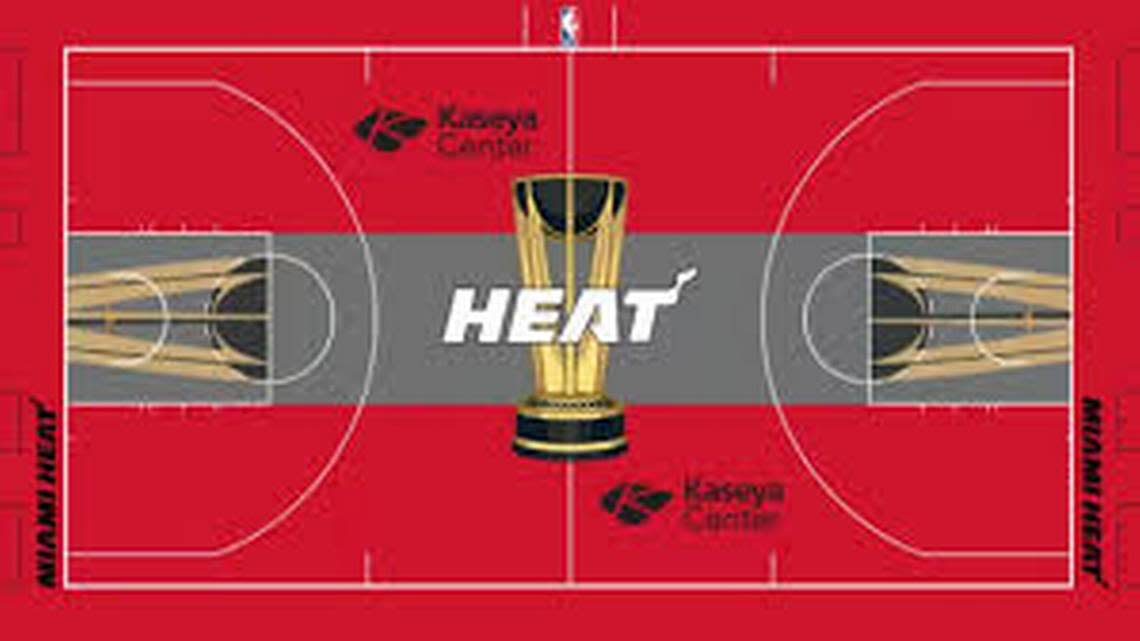 The Miami Heat’s court design for its games during the NBA In-Season Tournament starting Friday night.