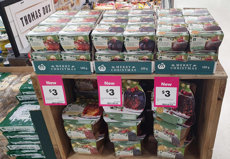 Christmas products on display at Woolworths