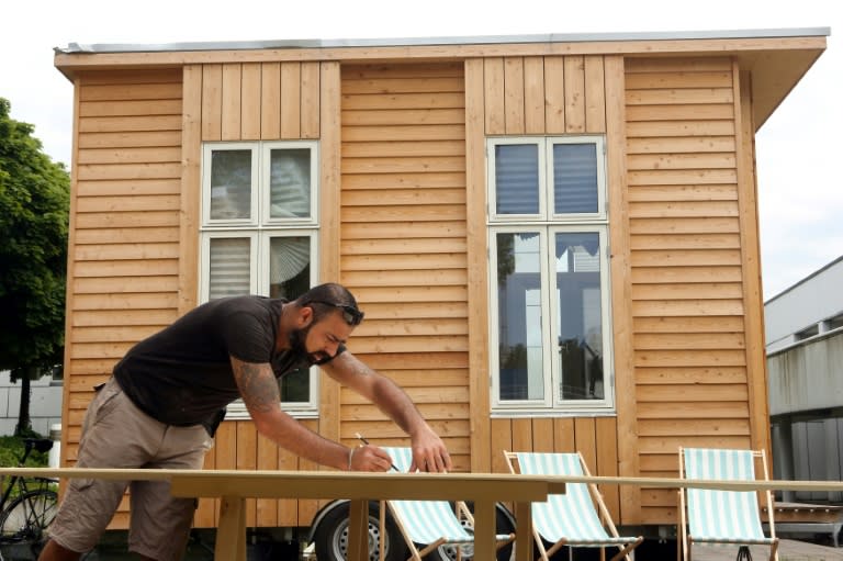 Ali Fadi, a Kurdish Syrian refugee and construction worker, is hoping his work on the Tiny Houses Project will help him get a job in his field