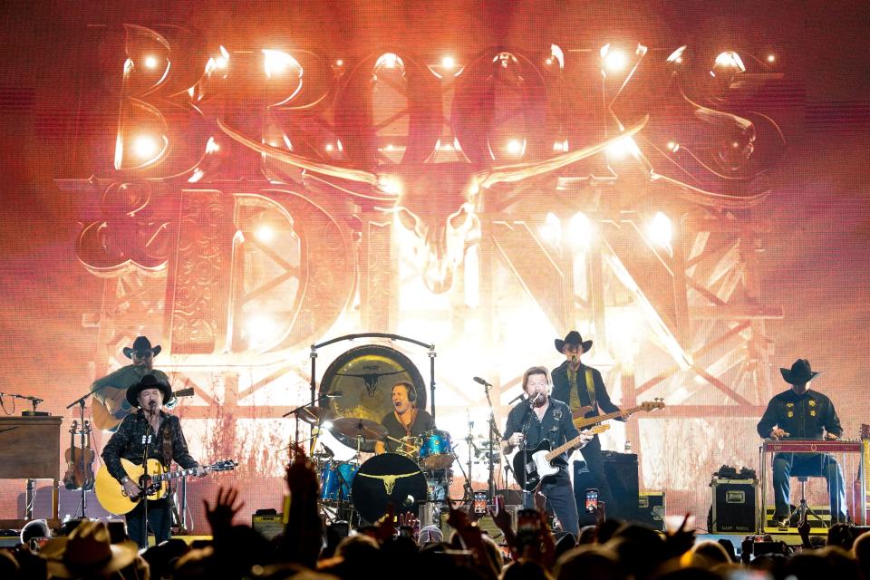 Brooks and Dunn perform at Bridgestone Arena in Nashville, Tenn., Saturday, June 18, 2022.