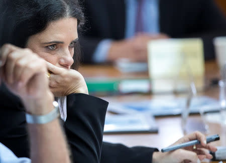 Israeli Justice Minister Ayelet Shaked attends the weekly cabinet meeting at the Prime Minister's office in Jerusalem, May 6, 2018. Jim Hollander/Pool via Reuters