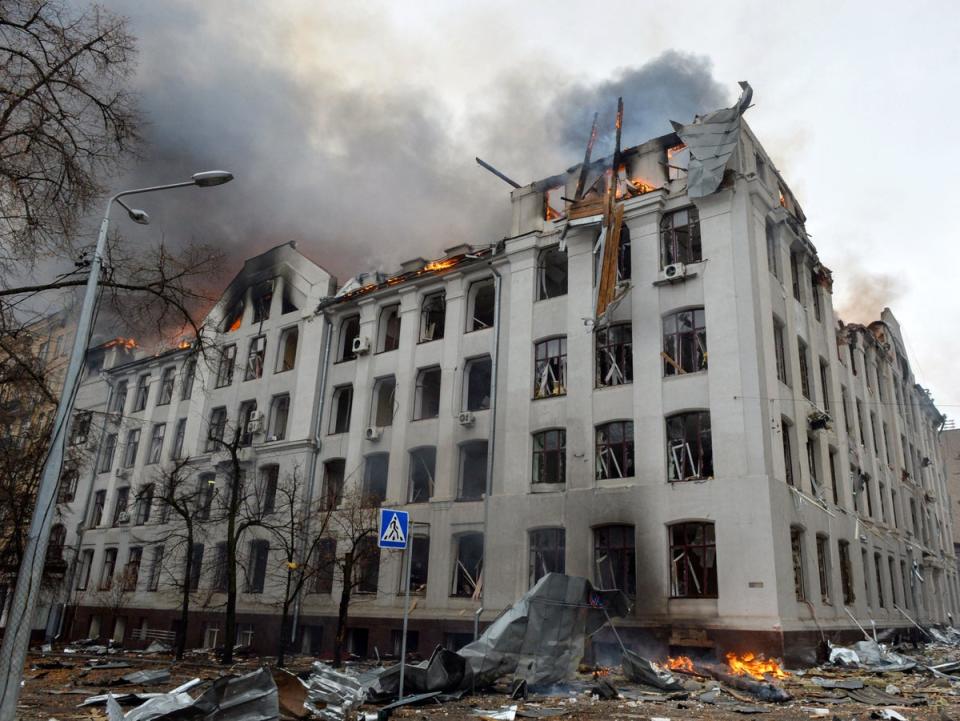 The scene of a fire at the economics department building of Karazin Kharkiv National University (AFP/Getty)