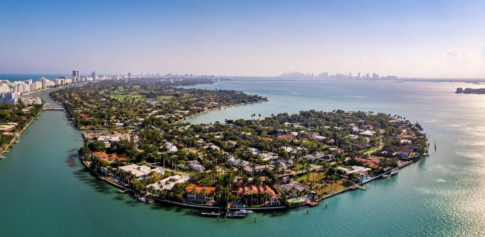 an island on which is located the most expensive home currently for sale in Florida, 18 La Gorce Circle in Miami Beach