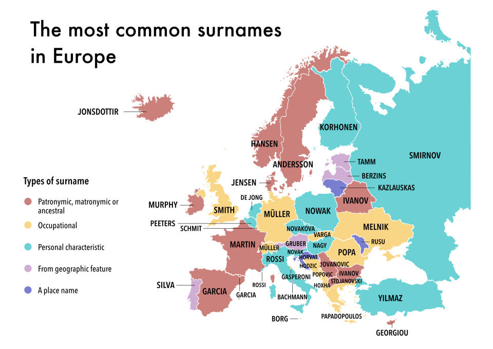 Die häufigsten Nachnamen in Europa (Bild: Getty)