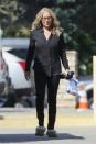 Christina Applegate wears an all-black ensemble while on the set of <em>Dead to Me</em> season 2 on Wednesday in Los Angeles. 